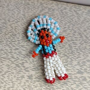 Beaded Native American Figure Necklace Pendant